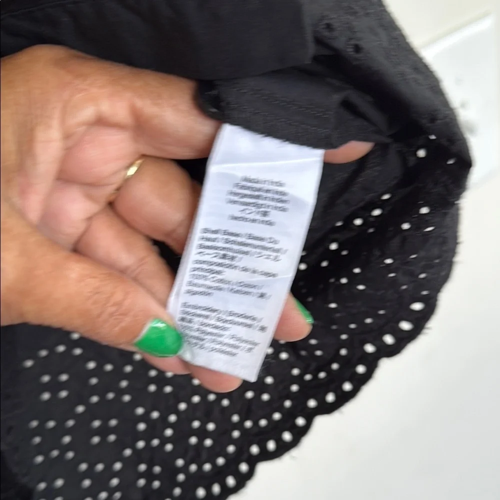J. Crew Black Pleated Button-Down Top
